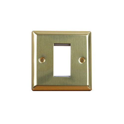 Varilight Single Gang, Victorian Brass Data Faceplate accepts 1 EURO Module 50mm x25mm