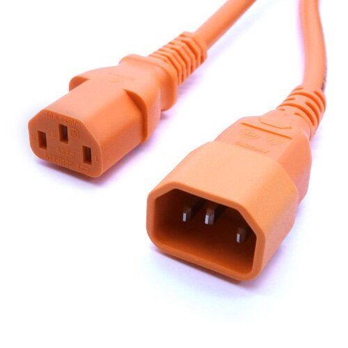 1.5m C13 Female to C14 Male Extension Lead Orange