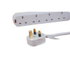 4 Way 13amp Power Extension Lead 3m with Neon White (Each)