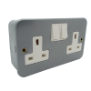 Double Gang Twin 13amp DP Switched Socket Metal Grey