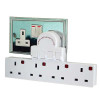Kauden  13A Power Adapter, One to Four sockets with Surge & Spike Protection, White