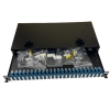 Matrix  LC Quad, front sliding tray, 24 position, fibre patch panel loaded with 24 LC quad, blue singlemode adaptors