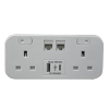 White Icon 2 Power, Dual A & C USB, 2 x Cat 6 Couplers