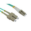 15m LC to SC Duplex OM3 Multimode Aqua Fibre Optic Patch Cable with 3mm Jacket