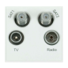Scolmore MM440WH Click New Media White Quad TV Radio SAT 1 & SAT 2 EURO 50x50mm Module