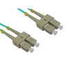 1m SC to SC Duplex OM3 Multimode Aqua Fibre Optic Patch Cable with 3mm Jacket
