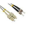 3m SC to ST Duplex OM1 Multimode Grey Fibre Optic Patch Cable with 3mm Jacket