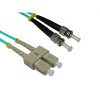 2m SC to ST Duplex OM3 Multimode Aqua Fibre Optic Patch Cable with 3mm Jacket