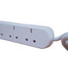 4 Way 13amp Power Extension Lead 2m with Neon White (Each)