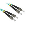 25m ST to ST Duplex OM3 Multimode Aqua Fibre Optic Patch Cable with 3mm Jacket