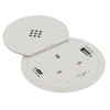 CR Desk Cable Management,  White Combo Desk Power and Data Grommet, with 5A Fused UK Power socket, and USB charger