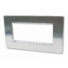 Kauden  2 gang, Brushed Steel Screwless Data Grid Plate, accepts up to 4 EURO Modules sized 50mm x25mm