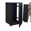 Qube 22U 600mm x 600mm Acoustic Floor Cabinet In Black with Steel Front & Steel Rear Door