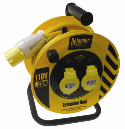 Defender E86455 Cable Reel 25mtr 110v 2 x 16A outlets